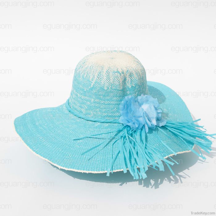 Ladiesâ€™ Fashion Wide Brim Gadient Color Straw Hat(BN160-1)