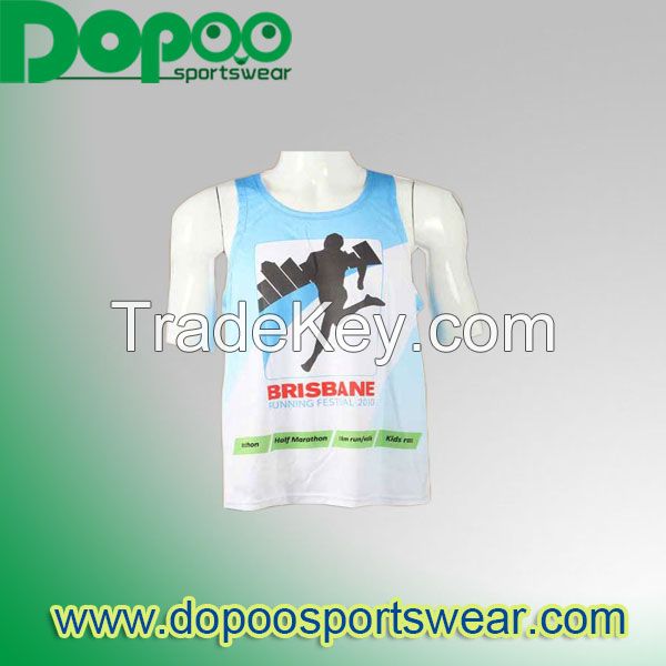Made in china cheap sports gear custom sublimated running jersey singlets,tank tops