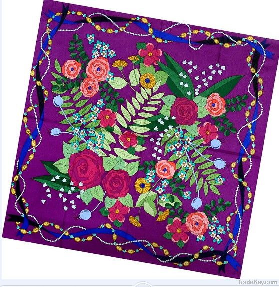 Fashion Floral Lady Suare Silk Scarf