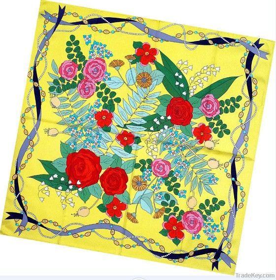 Fashion Floral Lady Suare Silk Scarf