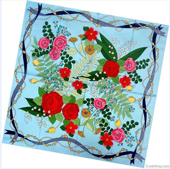 Fashion Floral Lady Suare Silk Scarf