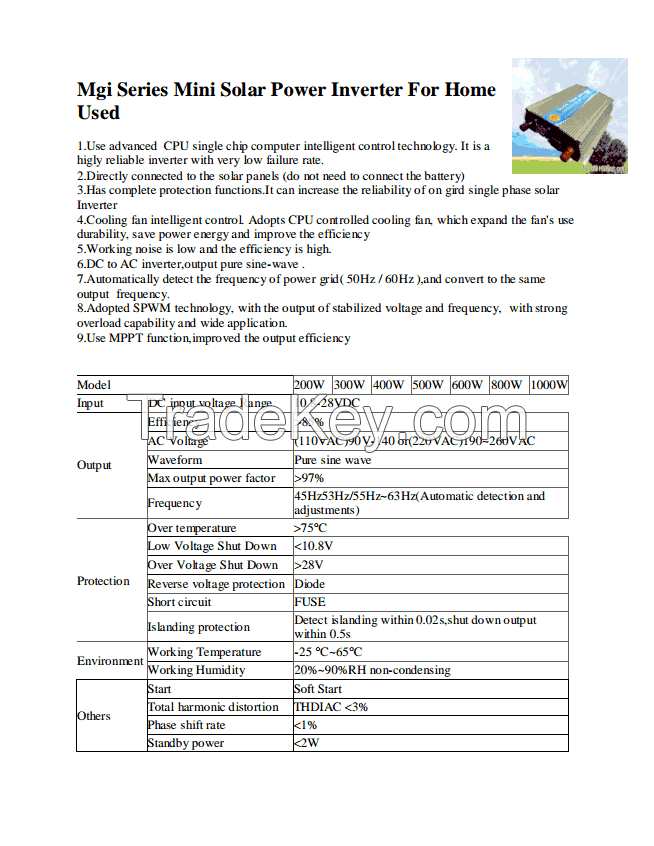 Grid Tie Single Phase Solar Pv Inverter