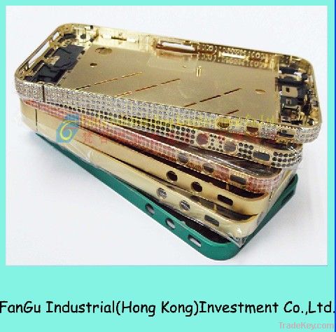 Super luxury diamond with 24K gold crystal bezel for iphone 4g