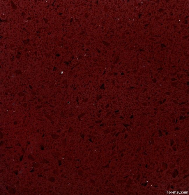 Engineered Solid Surface Red Artificial Quartz Stone Slab