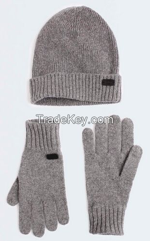 Winter 100% Pure Cashmere Knitting Knit  knitted Cable Glove with Ribbed Cuff