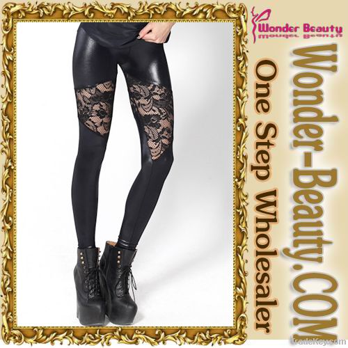 top brand black faux leather legging