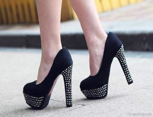2012 new style diamond superior quality thick heel pumps Z0208 black