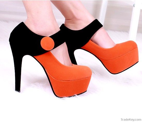 Color matching red bottom high heel pumps Z0046 orange