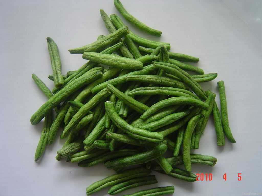 vacuum fried green bean snacks