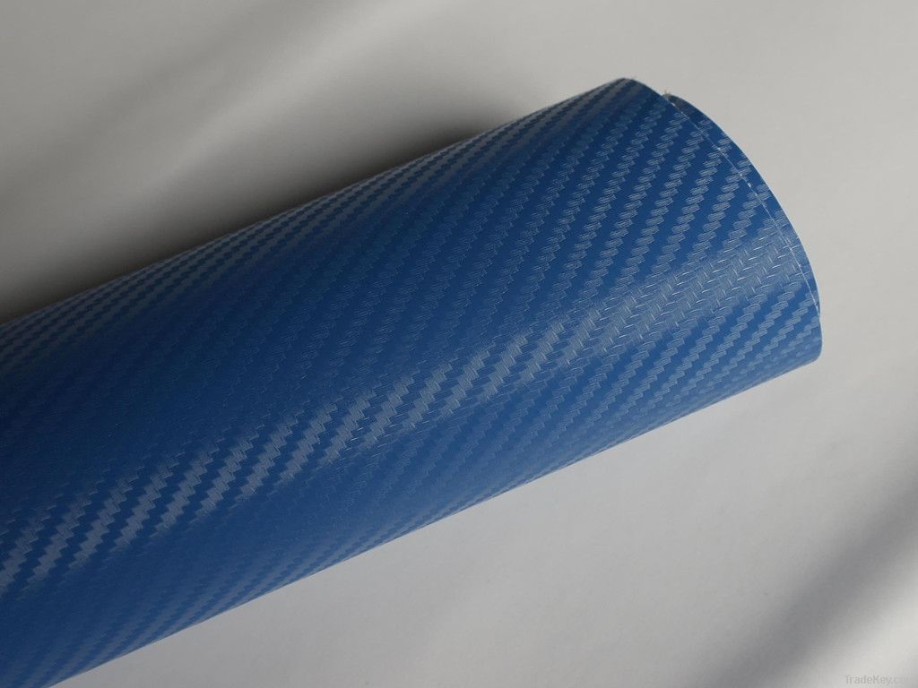 Small Texture 3-D Carbon Fiber Sky Blue Vinyl Wrap