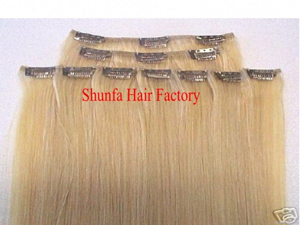Clip-in human hair weft