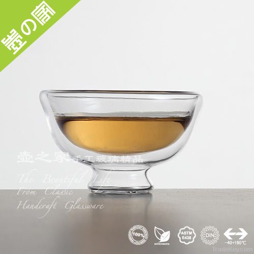 Double-layer glass teacup