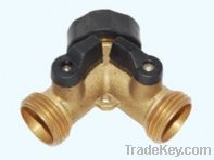 2-way Brass Hose Connector  With Shut Off Valve