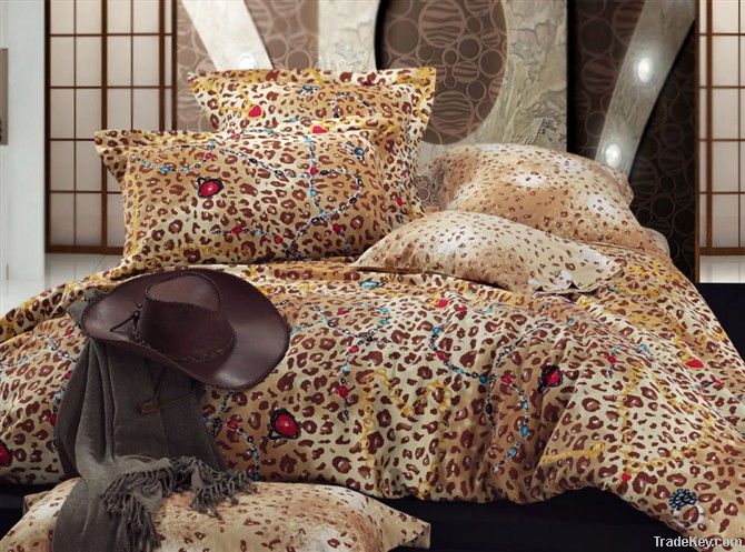 100%cotton home textile Leopard printed fabric for bedding set