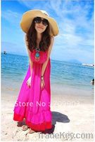 Women dress Beach dress Beach dress Sling Tee Dress Solid Color Lotus