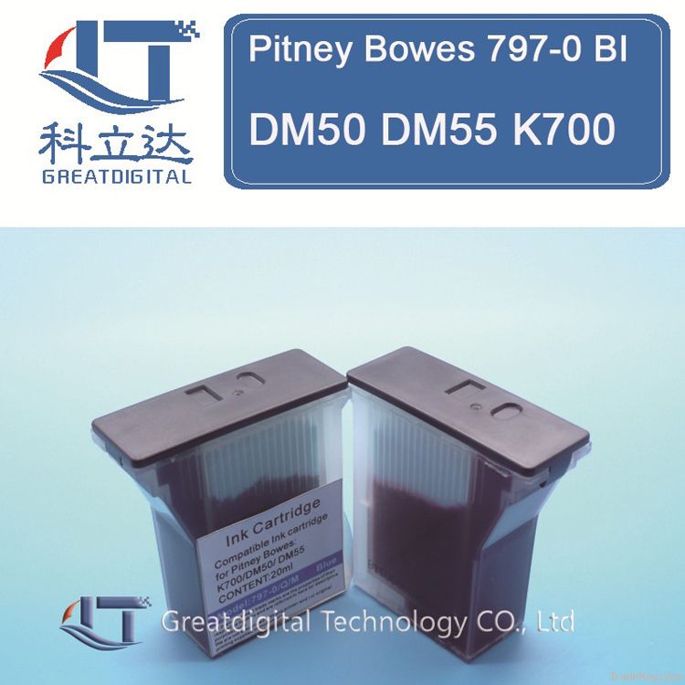 Compatible Pitney Bowes 797-0 BI DM50 DM55 K700 Blue Ink / Red Ink