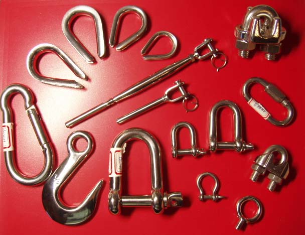 Shackles, Turnbuckles, Rigging hardware, Clips, Thimbles