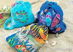 Velour Reactive Printed Beach Towel Bag