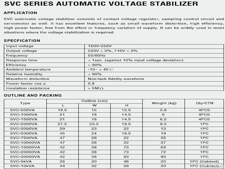 SVC automatic voltage stabilizer 5000va