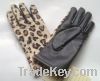 PU glove with Leopard pattern