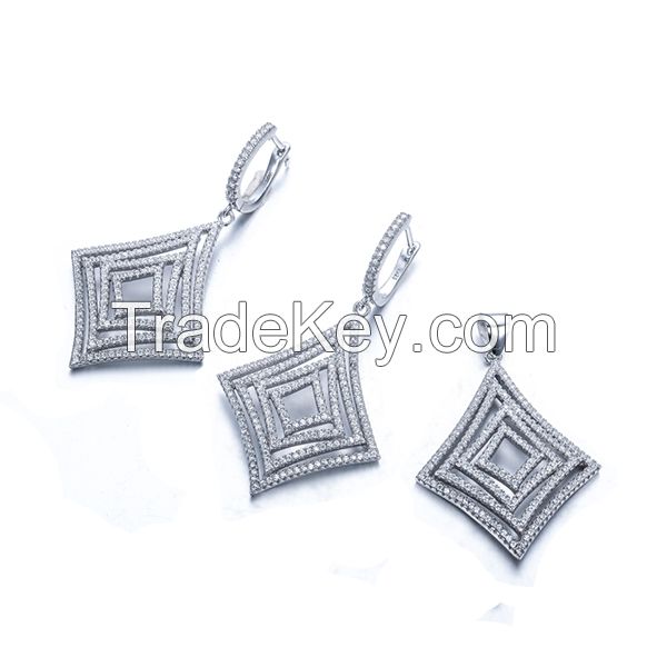 2014 Hot sale silver jewelry set with AAA grade CZ in rhodium plated