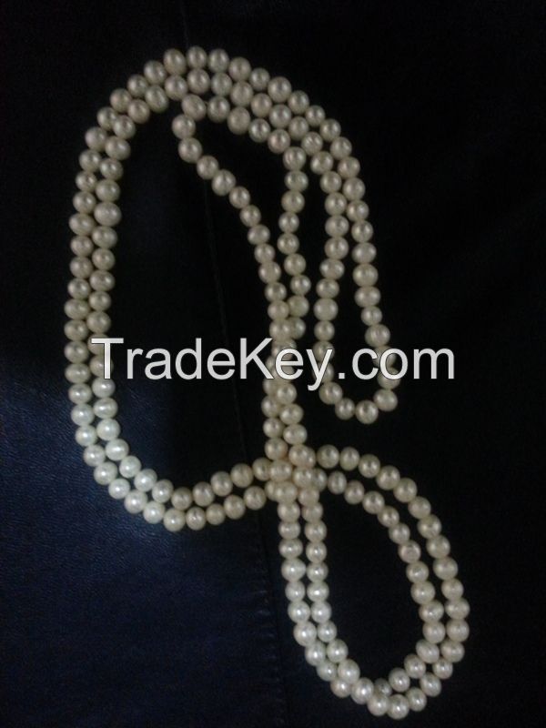 Two Strand Natural Pearl Necklace