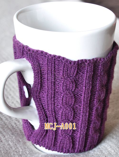 Knitted Cozy. Knit Cup Cozy. Knitted Cup Cozy.