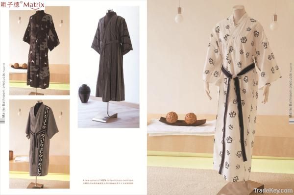 100% printed cotton kimono style bathrobe