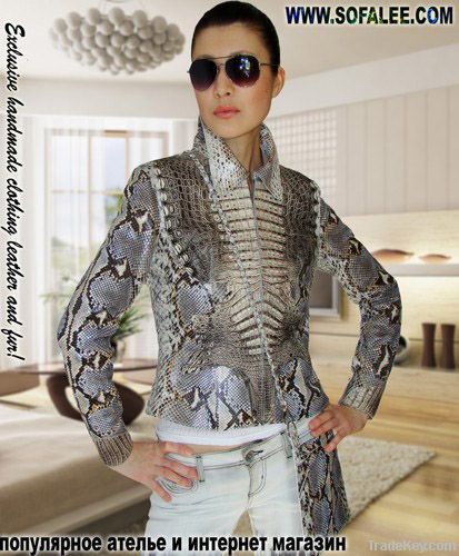 Jacket of genuine python and alligator skin