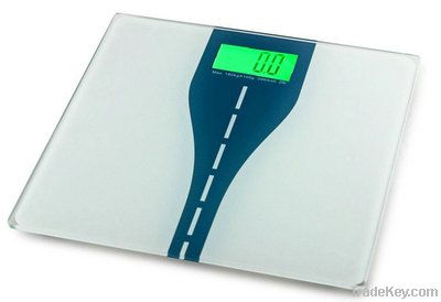 Glass Smart Bathroom Scale with green LCD