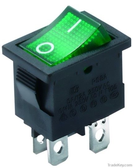 Double pole single throw illuminated rocker switch with UL, VDE, ENEC safety certificate