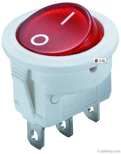 Round rocker switch with light with UL, VDE, ENEC safety certificate