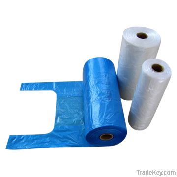 HDPE T-shirt bags on roll