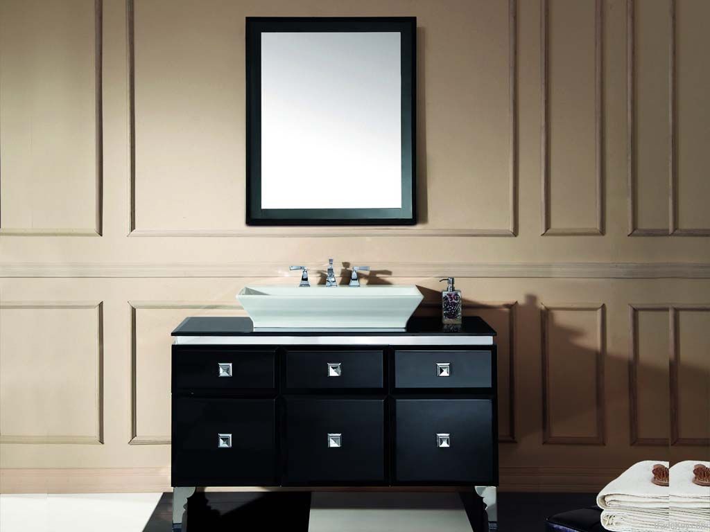 Classic European style solid wood bathroom mirror vanity cabinet