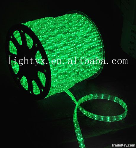 Green flat LED rope light with three wires