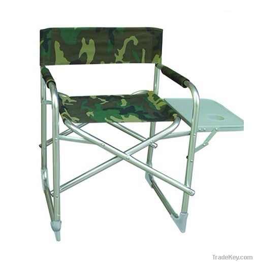 Steel folding director chair with a side table