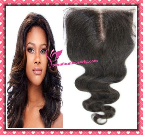 4x4 brazilian virgin hair middle parting body wave lace closure