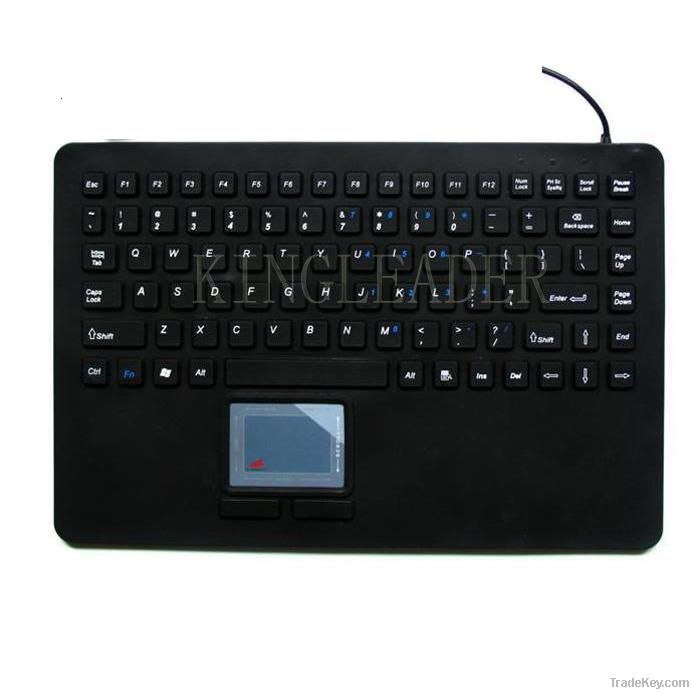 IP68 rated washable silicone keyboard with integrated touchpad
