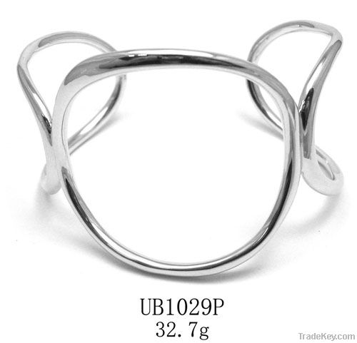 925 Sterling Silver Bangle with Rhodium Plating