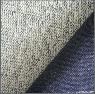 Knitted french terry denim fabric