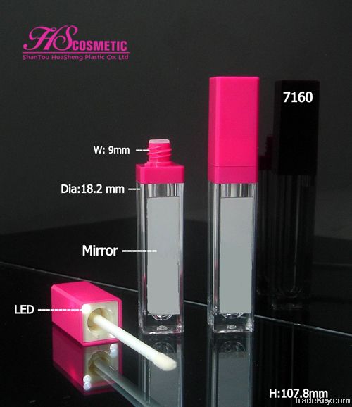 LED lip gloss tube with mirror