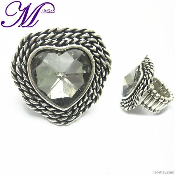 fashion heart crystal stretch ring