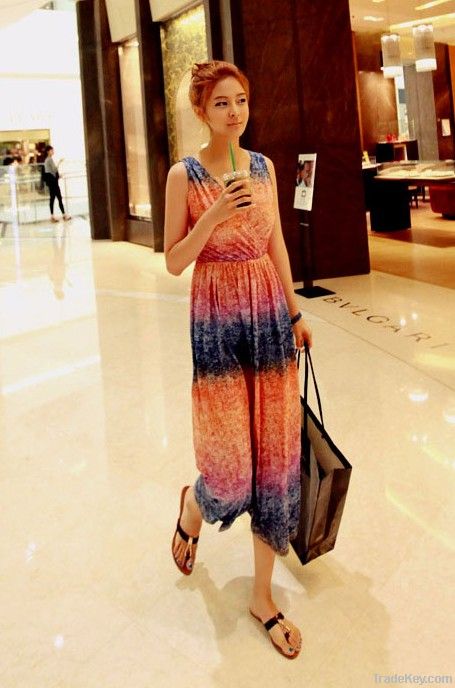 Colorful Long Beach Lady Dress in Stock