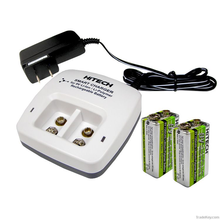 9v Li lon Rechargeable battery & Smart charger