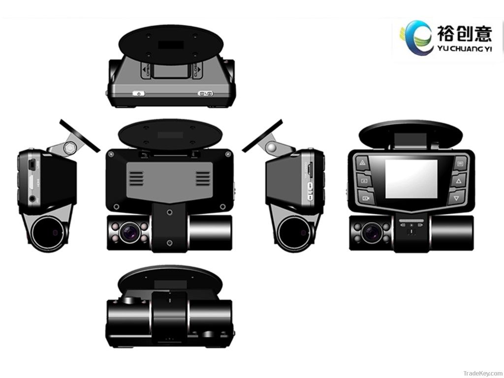 dual channels and dual-screen display car black box-(CY-900T)