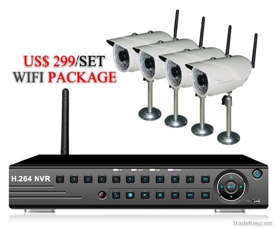 WiFi NVR Kits, CCTV Kits, Plug and Play Economic 4CH Wireless IP system