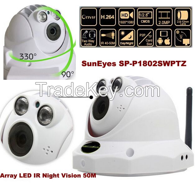 Full HD Wireless PTZ Dome IP Camera 1080P 2.0MP Pan/Tilt/Zoom