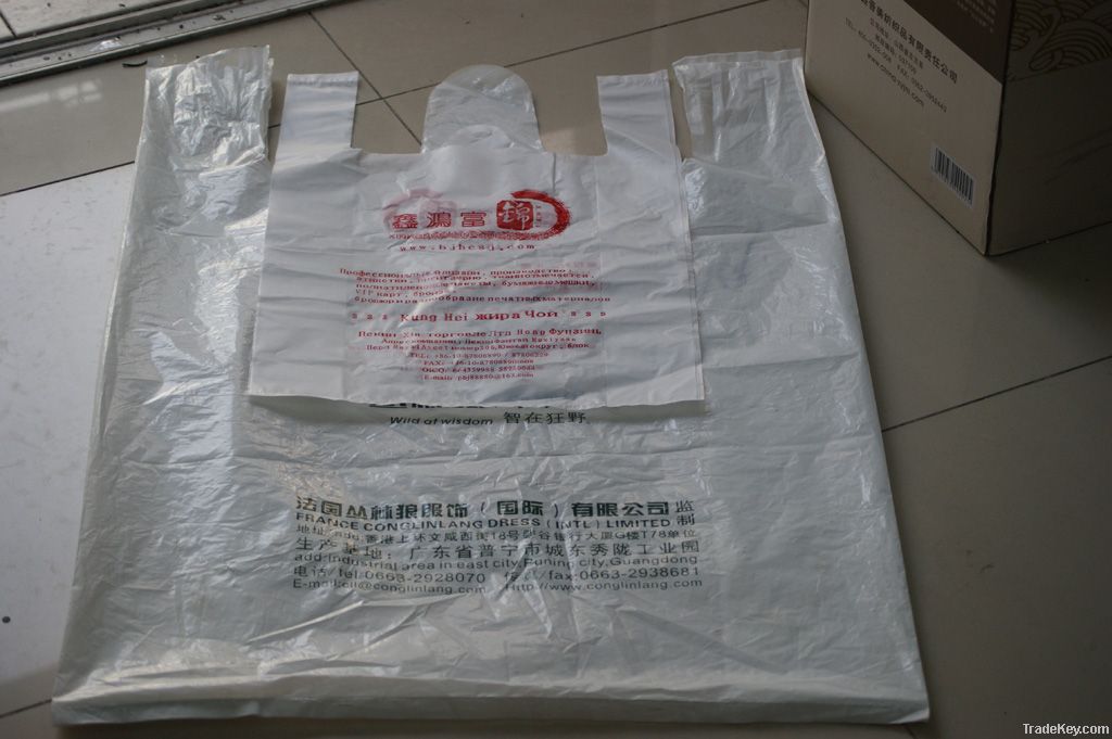 High quality custom printed plastic T-shirt bags for shopping
