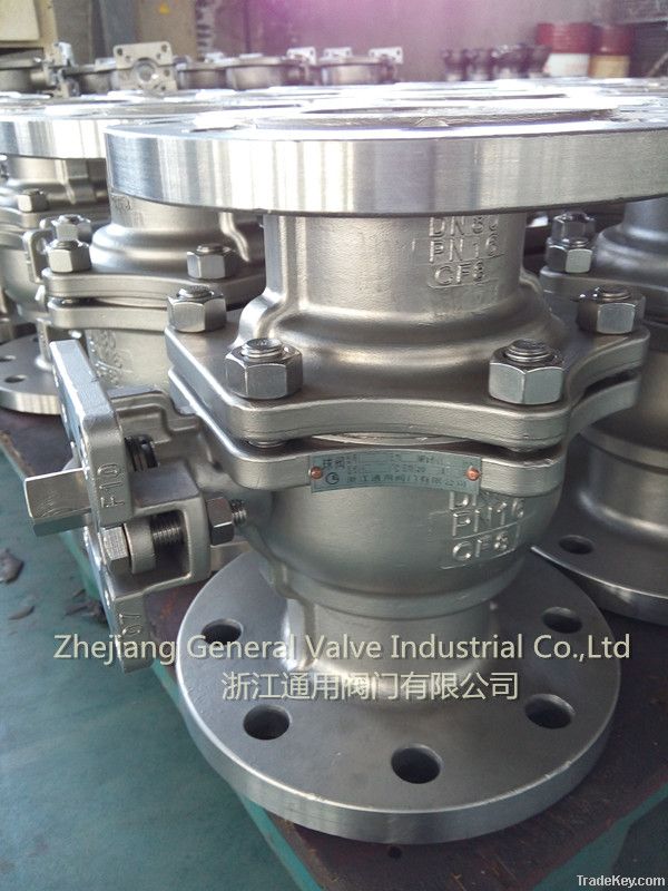 Flanged ball valve with top mounting