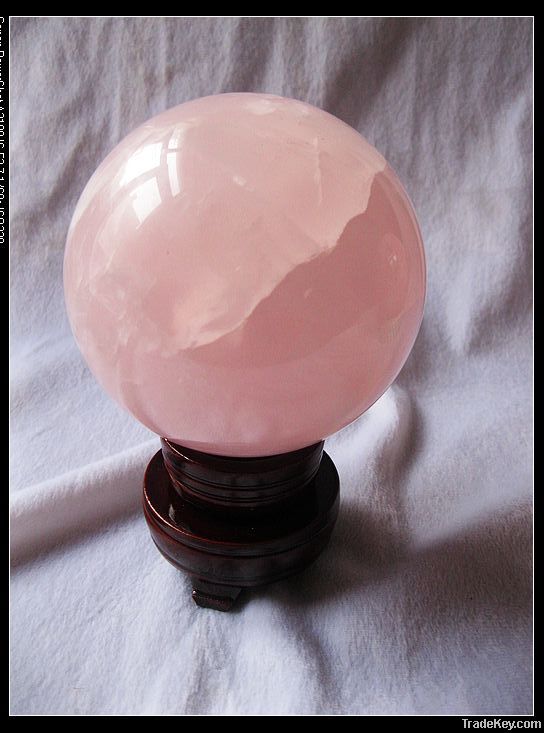 natural rose crystal ball